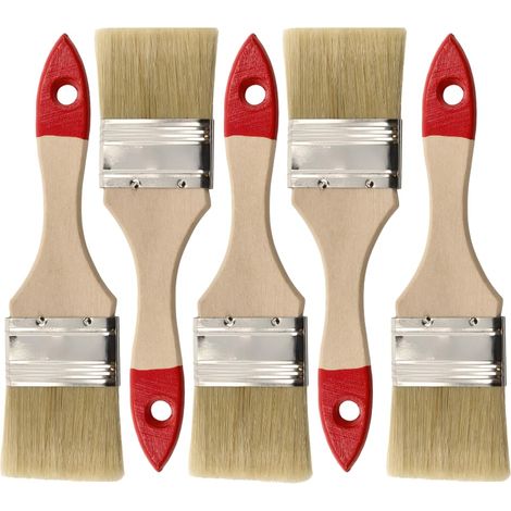 Lot de 5 Pinceaux Plats 2″ (env. 50 mm) Série 30 – Pinceaux à Vernis avec Poils Synthétiques Clairs – Manche en Bois Naturel – Virole en Acier (1/5)