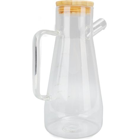 Bouteille d'huile en verre borosilicate haute densité, graduée et résistante à la poussière, avec poignée ergonomique, 900 ml. Distributeur de vinaigre en verre transparent avec poignée ergonomique po (1/5)