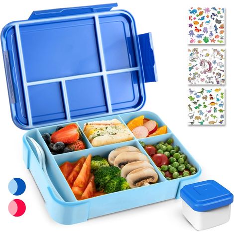 Boîte à déjeuner pour Enfants avec compartiments, Bleu (1/5)