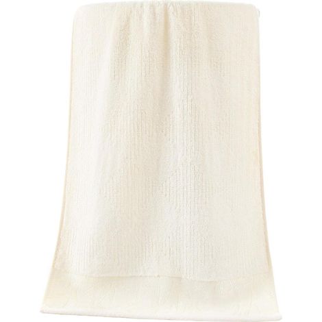 Lot de 2 serviettes de toilette douces et absorbantes, beiges, pour le nettoyage de la salle de bain. (1/5)