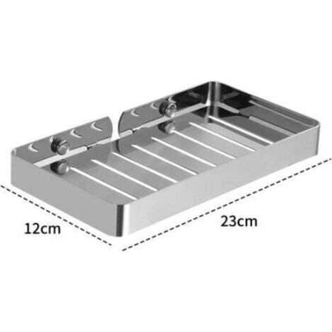 Wandmontierte Seifenablage aus Edelstahl 304 (langes Silber), die ohne Bohren auskommt