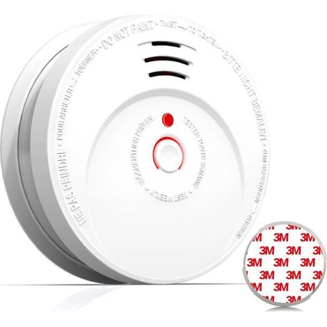 Smoke Detector, Smoke Detector with Replaceable Battery, Fire Alarm with Photoelectric Sensor, Compliant with European Standard EN14604-4, 1 Piece, of (1/4)