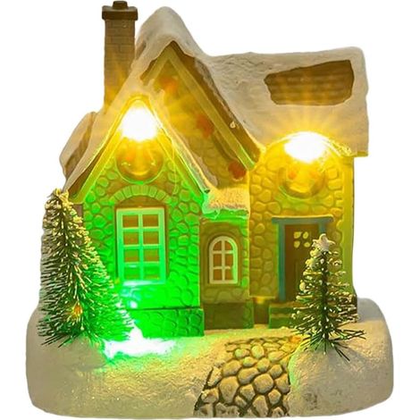 Maisons de village de Noël, ensembles de village de Noël Maisons de Noël en Décorations saisonnières de maison en résine, centre de Table pour bureau, Table basse, Table à manger, placa (1/5)