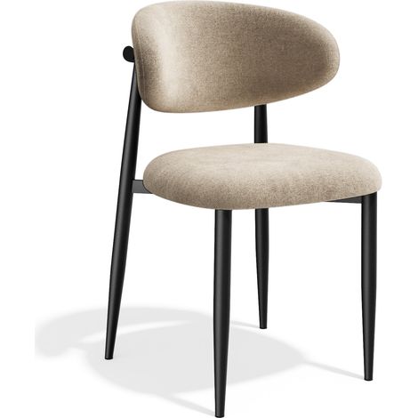 Lot de 2 chaises en tissu tramé toucher doux taupe LINA (1/5)