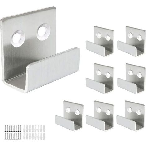 8 Pcs Wall Hook, Stainless Steel Mirror Wall Mounted Hanger Load 50kg for Bathroom Kitchen Heavy Duty Hook Ceramic Tile Photo Frame Display Rack (1/5)