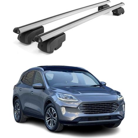 OMAC Aluminium Dachträger Querträger für Ford Kuga III 2019-2026 – City Crash – ISO/PAS 11154:2006 – Abschließbar – Max. 75kg – 2 Stangen Silber (1/5)