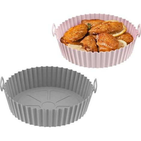 Air Fryer Accessoires, Air Fryer Liner Silicone, 2 Pièces 21 Cm/8.3inch Air Fryer Silicone Pot Réutilisable Postuler à pour (1/4)