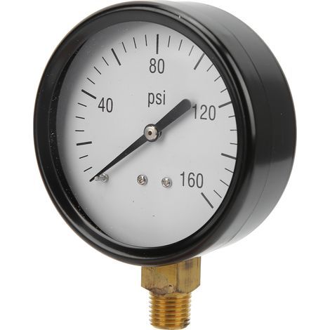 Runder Radialdruckmesser Y80 0-160 psi, 1/4 NPT Messinganschluss, für Bewässerungspumpen und Hydrauliksysteme, gut ablesbares Zifferblatt, genaue Druckmessung. (1/5)