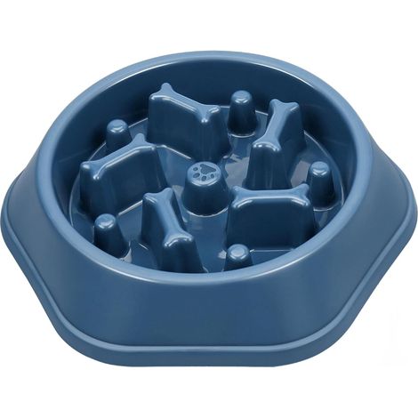 Comedero antiahogo para mascotas, comedero con forma de hueso para alimentación lenta, color azul, 1 unidad. (1/5)