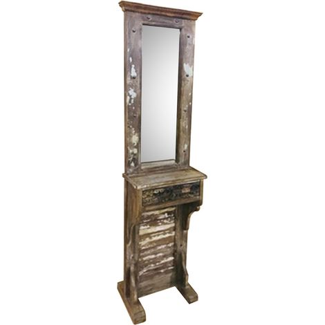 Recibidor con Espejo de madera marrón 43x21x186