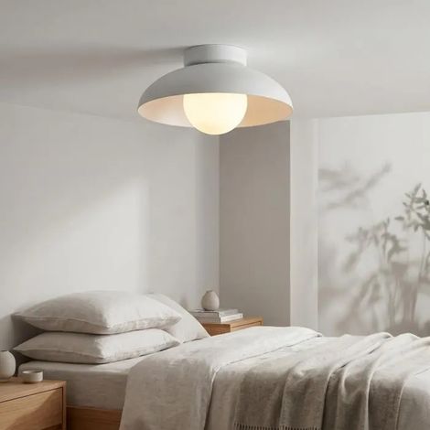 Plafonnier Moderne,G9 Lampe de Plafond Intérieur Contemporain Abat-jour en Métal Designe Chapeau Blanc pour Couloir Chambre (1/5)