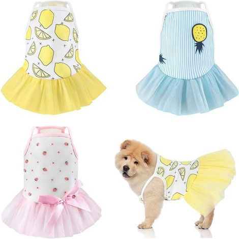 Sommerkleid-Set für Welpen, 3-teilig - Weiche Baumwolle - Bequem - Farbenfroh (1/5)