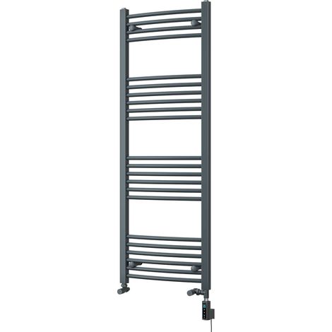 Zennor - Anthracite Dual Fuel Towel Rail H1400mm x W500mm Thermostatic WIFI - Curved (1/3)