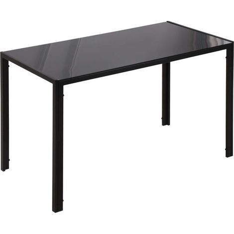 Table noire en verre 120x60x75 cm avec pieds en métal pour 4 à 6 places, design moderne pour cuisine et salle à manger (1/5)