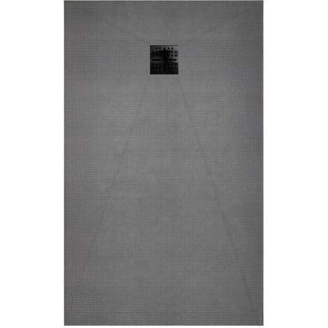 Plato de ducha alicatable 160x80 cm con desagüe vertical - Rejilla negra
