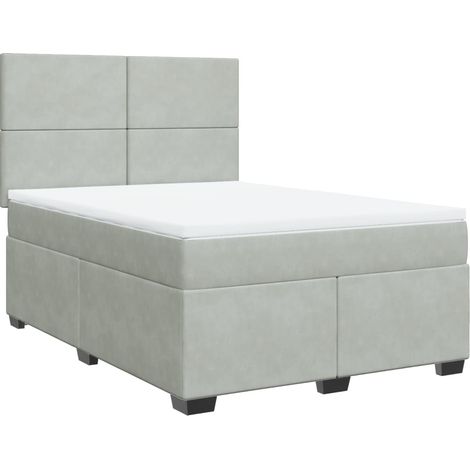 Maison Exclusive - Cama box spring con colchón terciopelo gris cl (1/5)