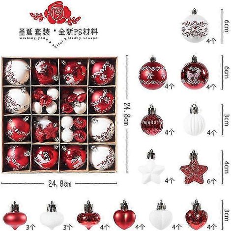 Flocons de neige peints pour Noël, décorations de Noël galvanisées, ornements pour sapin de Noël, boules de Noël, rouge et blanc (1/5)