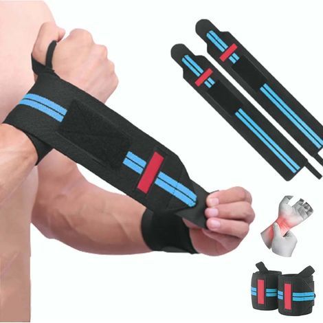 1. Atmungsaktive, verstellbare und bequeme Armbänder, geeignet für Sport, Gewichtheben und Fitness. Erhältlich in Schwarz und Blau.