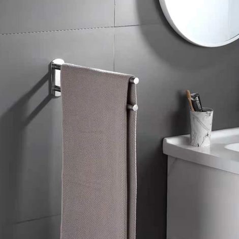 Porte-serviettes double barre en acier inoxydable sans perçage pour salle de bain (1/3)