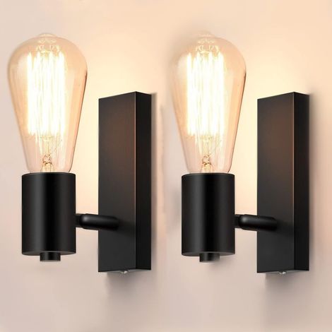 2PCS Applique Murale Intérieur industrielle Spot Mural Design Rétro Luminaire Murale Orientable Métal Eclairage Mural Vintage pour Restaurant Cuisine Couloir Café Enfant E27 (sans ampoule) (1/5)