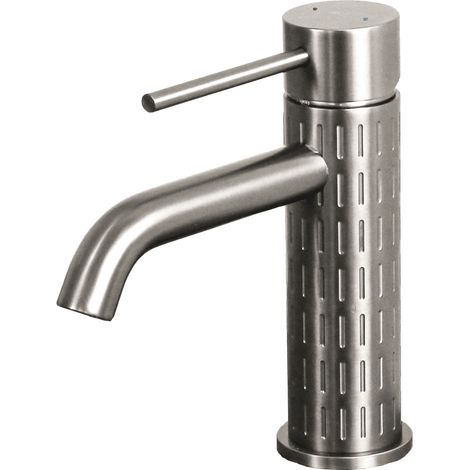 Essebagno Architek niedrige Waschtischarmatur in gebürsteter Edelstahloptik