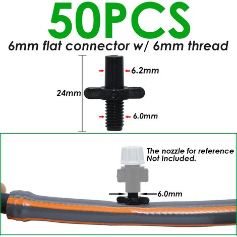 (SPL11-013-50PCS-1/4'') 20-100 pièces Raccord en T de 6,35 mm (1/4 pouce) pour système d'irrigation goutte à goutte, outils d'arrosage pour tuyaux de 4 mm/7 mm et serres (1/5)