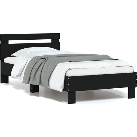 Maison Exclusive - Cadre de lit sans matelas avec tête de lit noir 90x200 cm (1/5)