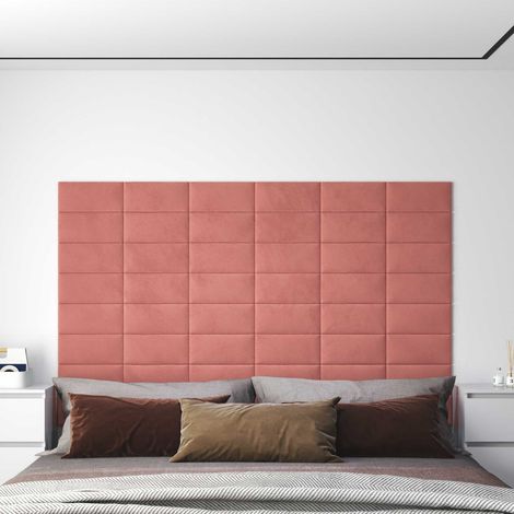 Wandkopfteilen 12 pcs Rosa 30 x 15 cm Samt (1/5)