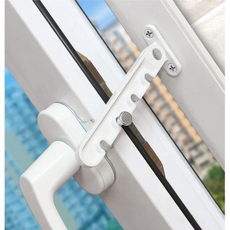 Entrebâilleur de fenêtre à battant, verrou de sécurité pour bébé, verrou anti-pincement, entrebâilleur de ventilation de fenêtre, ouverture vers l'extérieur pour fenêtre UPVC, bois et aluminium,blanc (1/4)