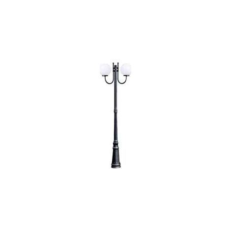 Lampadaire 2 lumières sur poteau, modèle Sfera - 2x100w IP44 cm.230h. couleur noire