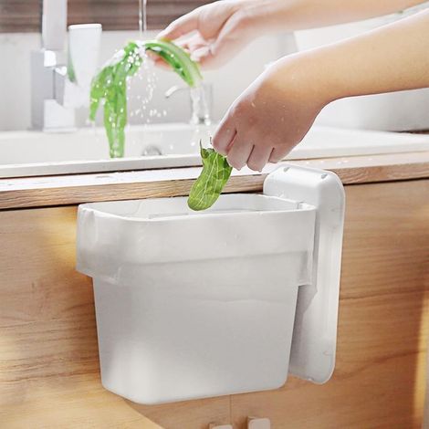 Poubelle Suspendue avec Couvercle pour Cuisine Camping,4L Poubelle de Cuisine Pliable de Cuisine pour Voiture/Salle de Bain/Bureau (1/5)