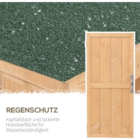 Abri de jardin en pin traité, résistant aux intempéries, 74x43x88 cm, cabane avec double porte et 2 compartiments, rangement pour outils, extérieur, terrasse, naturel.