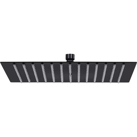 Pommeau de douche effet pluie en acier inoxydable, carré 30 x 30 cm, noir