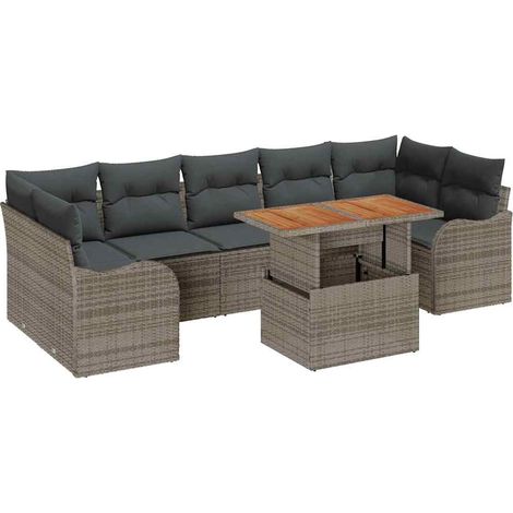 Maison Exclusive - Conjunto de sofá de jardín 8 pcs Gris Poliratá