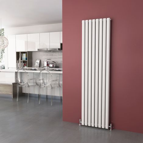 ELEGANT 1800 x 480mm Vertical Column Radiator White Oval Double Panel Designer Radiator Heater (1/5)