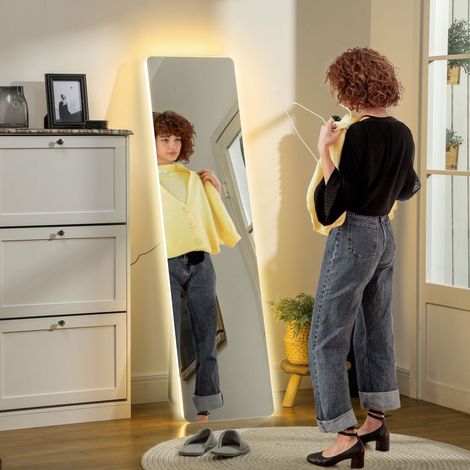 Miroir sur pied LED 150x40 cm mural - Transparent HAVRYA (1/3)
