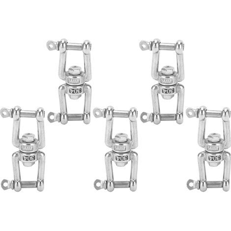 Lot de 5 émerillons pivotants anti-nœuds en acier inoxydable à double extrémité, accessoires de gréement (1/5)