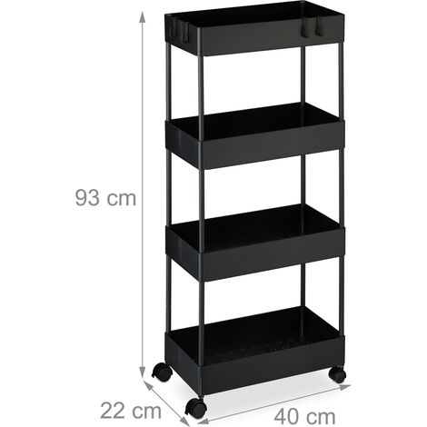 Chariot de rangement 93 x 40 x 22 cm 4 étages avec roulettes pratiques en plastique blanc (1/4)