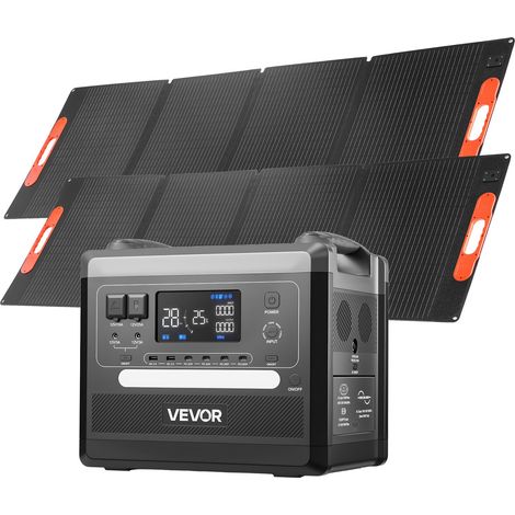 Station Électrique Portable 2160 Wh Générateur Solaire Portable 2400 W 2 Panneaux Solaires Pliables 200 W pour Alimentation Camping Véhicules Loisirs, 10 Ports Sortie, Puissance Entrée Réglable (1/5)
