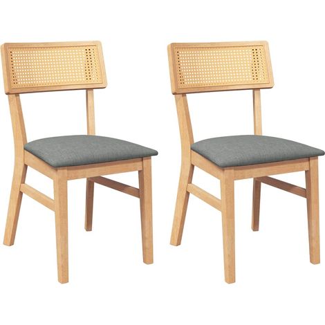 Lot de 2 Chaises à manger,Chaise de cuisine coussins bois massif caoutchouc CFW87255 (1/5)