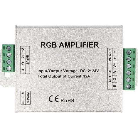 Amplificatore RGB e Mono Colore Per Striscia Bobina Led 12V 24V 12A RGB Amplifier PWM LN-ZJFJ-3CH-LV