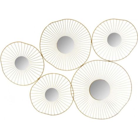 Atmosphera – Décoration murale 5 miroirs en métal doré 79 x 60,5 cm – Pour couloirs et bureaux – Réfléchit la lumière et agrandit l'espace (1/4)