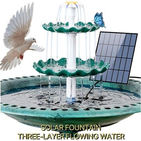 AISITIN Fontaine décorative DIY - Fontaine solaire 3,5 W - 3 niveaux d'alimentation - Pour l'extérieur - Bain d'oiseaux - Amovible (1/5)
