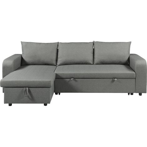 Stoff-Ecksofa "Victor" - 3-Sitzer, umkehrbar/umbaubar - Grau