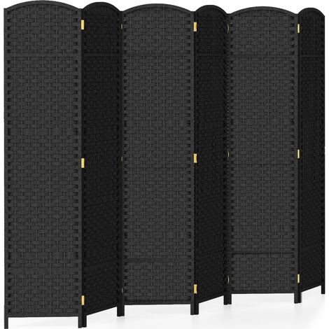 GOPLUS Séparateur de Pièce Cloison de Séparation, Paravent 6 Panneaux Pliable 170 CM, Cadre en Bois Massif, pour Salon, Chambre, Bureau, Terrasse,240x170CM (Noir) (1/5)