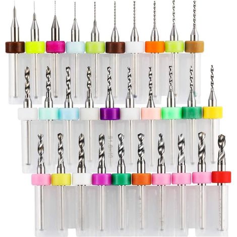 Jeu de mèches pour circuits imprimés 30pcs, 0,1mm-3,0mm, 1/8" queue cannelée en spirale Mèches de toupie CNC pour la gravure CNC (1/5)