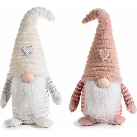 Babbo Natale in Stoffa e Pelliccia Sintetica Set 2 Peluche Natalizi per Decorare Casa, Negozi e Vetrine Idea Regalo