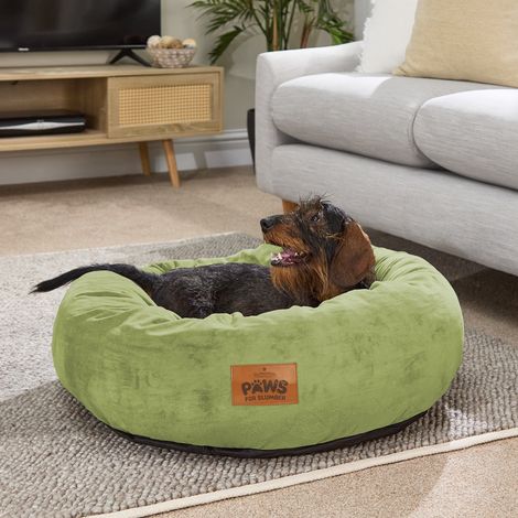 Paws for Slumber Donut Pet Bed, Green, Large, 75cm Diameter