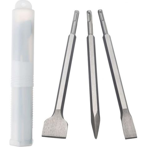 Set 3 Scalpelli SDS PLUS 2 Spatola 1 a Punta Martello Demolitore Scalpello 300mm (1/5)