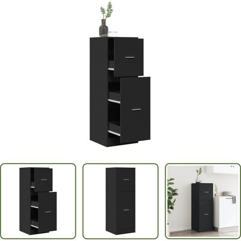 Armoire à pharmacie - Armoire d'apothicaire noir 40x41x118 cm bois d'ingénierie (1/5)